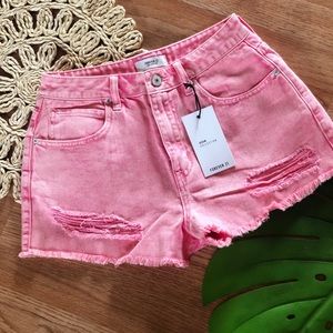 Neon Pink Denim Shorts NWT